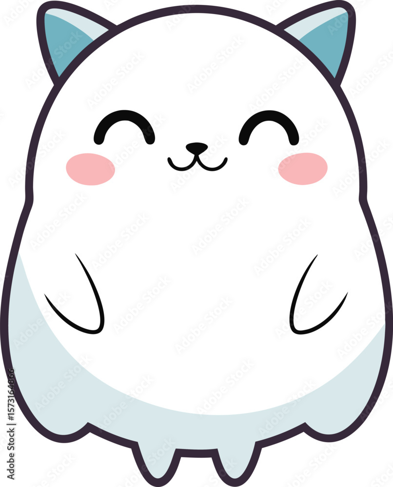 minimal kawaii cat ghost with sleepy eyes and a grin minimal kawaii cat ghost with sleepy eyes and a grin