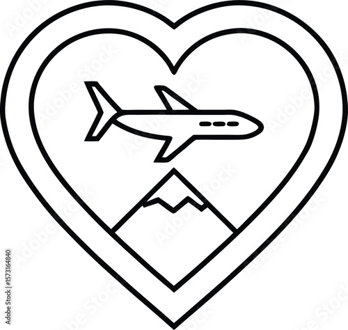 love travel icon, romantic trip and vacation vector symbol