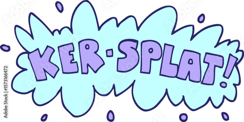 cartoon doodle words ker splat in bright neon color