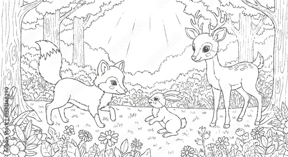 Fototapeta premium “Happy Animals to Color”generative ai