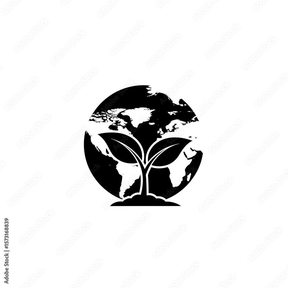 Naklejka premium Plant growing from earth globe symbolizing environmental conservation and sustainability efforts now shown