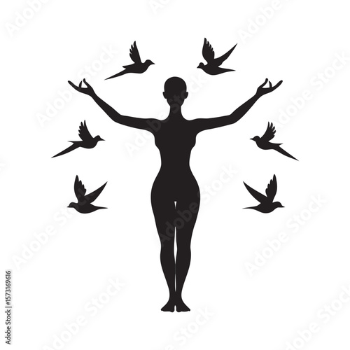 Woman Practicing Tree Pose In Nature