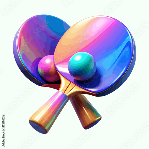 Vibrant Ping Pong Paddles and Ball – Artistic Table Tennis Set