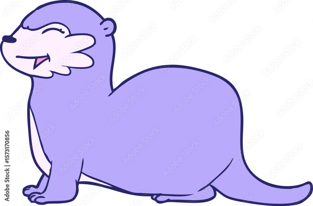 Fototapeta premium laughing otter cartoon in bright neon color