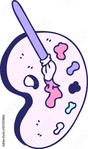 hand drawn quirky cartoon art pallette in bright neon color