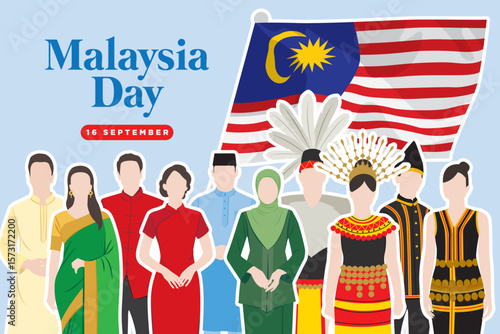 Vector illustration of Malaysia Day, 16 September. Malaysia day banner and poster design for social media and print media. Independence day vector