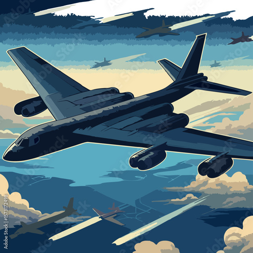 Flying B2 Bomber – Military Vector Clipart