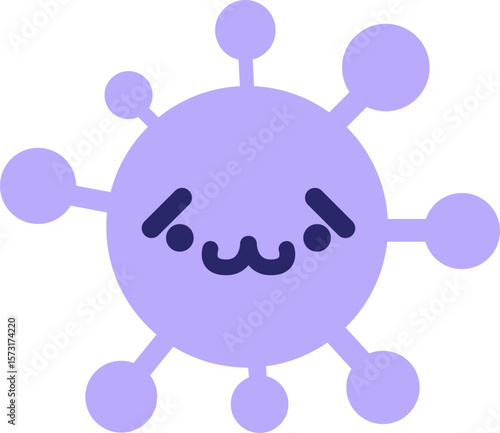 cute shy animal virus in bright neon color