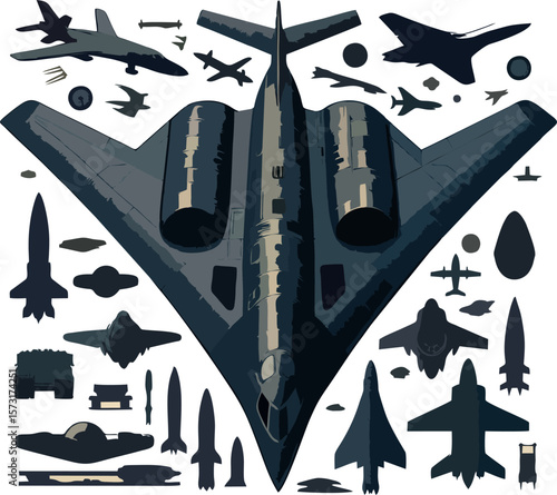 Flat Design B2 Warplane – Jet Vector Art
