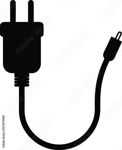power cord vector black silhouette illustration