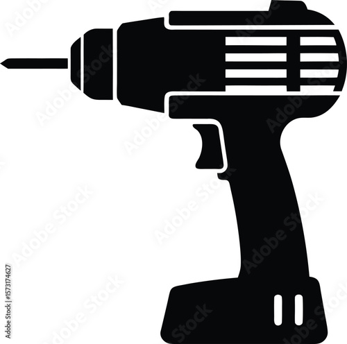 power drill vector black silhouette illustration