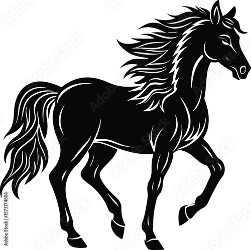 Adobe Illustrator Artwork black flat style horse silhouette vector
