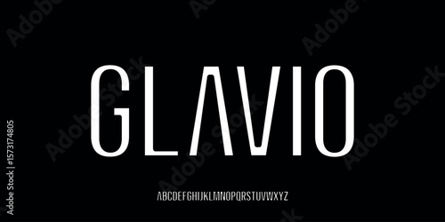 Vector illustration of a condensed (slim and tall) alphabet letterform. Featuring a minimalist, futuristic, and elegant letterform.