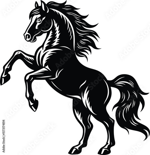 Adobe Illustrator Artwork black flat style horse silhouette vector
