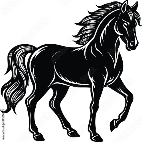 Adobe Illustrator Artwork black flat style horse silhouette vector
