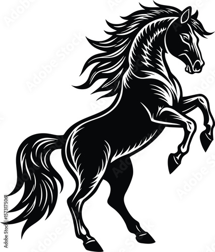 Adobe Illustrator Artwork black flat style horse silhouette vector
