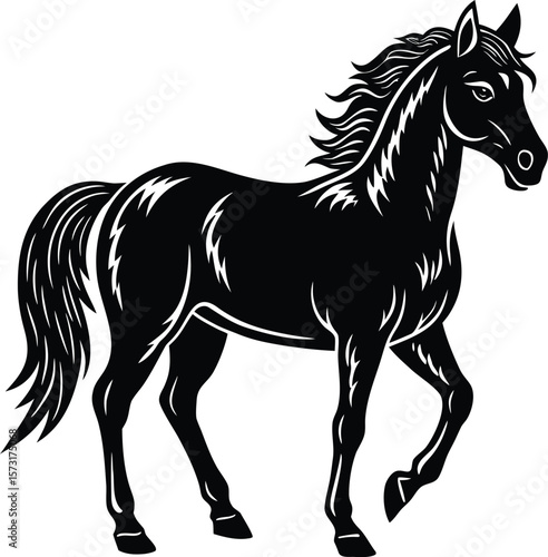 Adobe Illustrator Artwork black flat style horse silhouette vector

