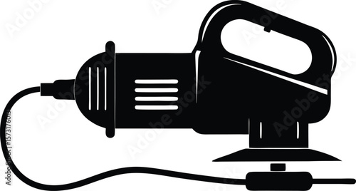 power sander with visible cord black silhouette vector