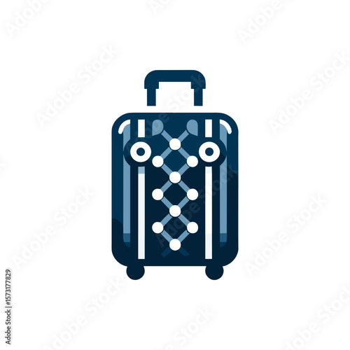 A stylish, modern suitcase with a unique design, placed against a neutral background