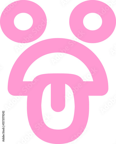staring nauseous face icon in bright neon color