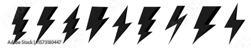 Lightning bolt icons set.  different style,  storm, electricity symbol,  Power icon set, Energy symbol, Vector illustration