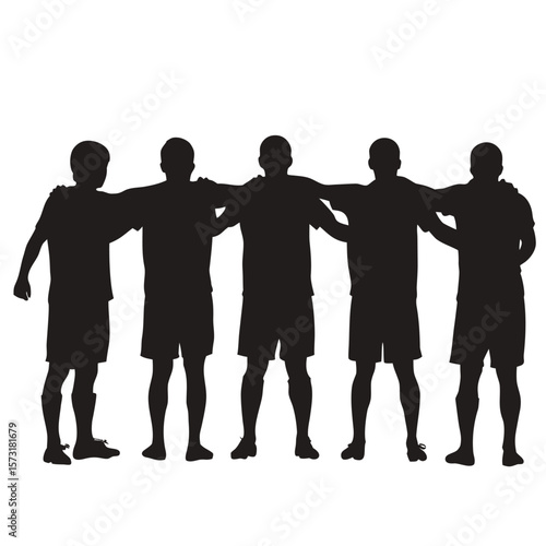 a soccer team silhouette isolated on white background  