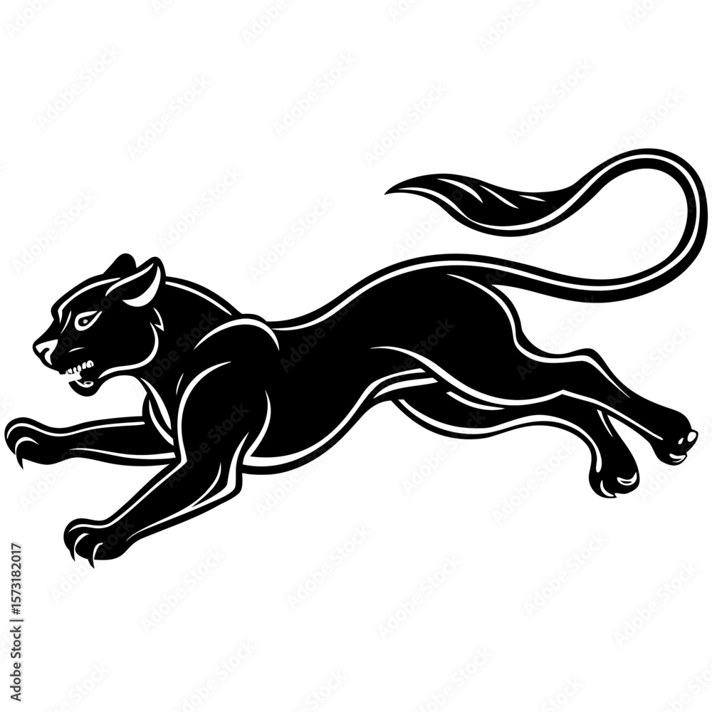 Obraz premium Dynamic black panther in mid stride silhouette