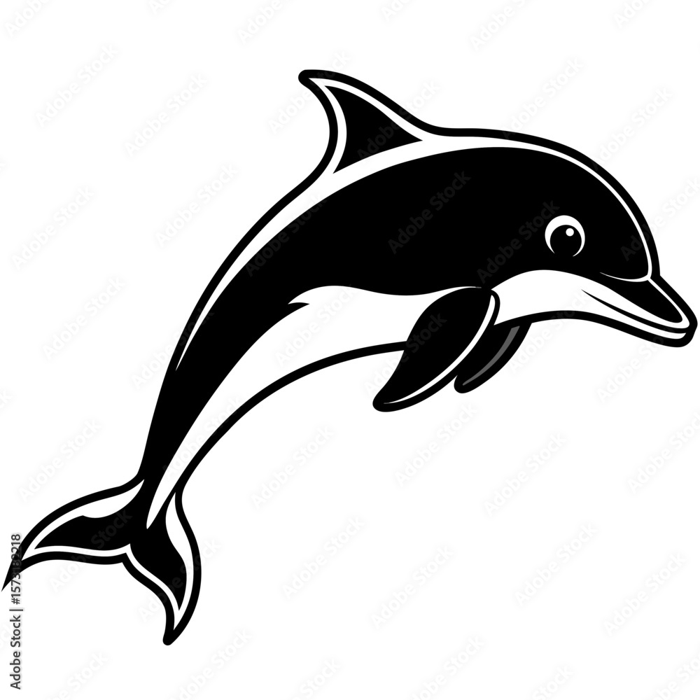Fototapeta premium Playful dolphin leaping gracefully through the water silhouette