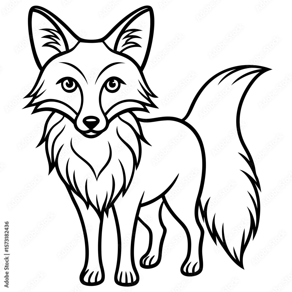 Obraz premium A stylized line art drawing of a fox standing proudly silhouette