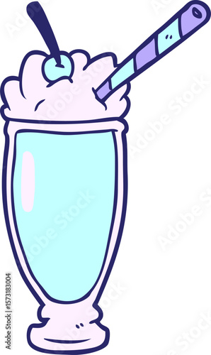cartoon milkshake in bright neon color
