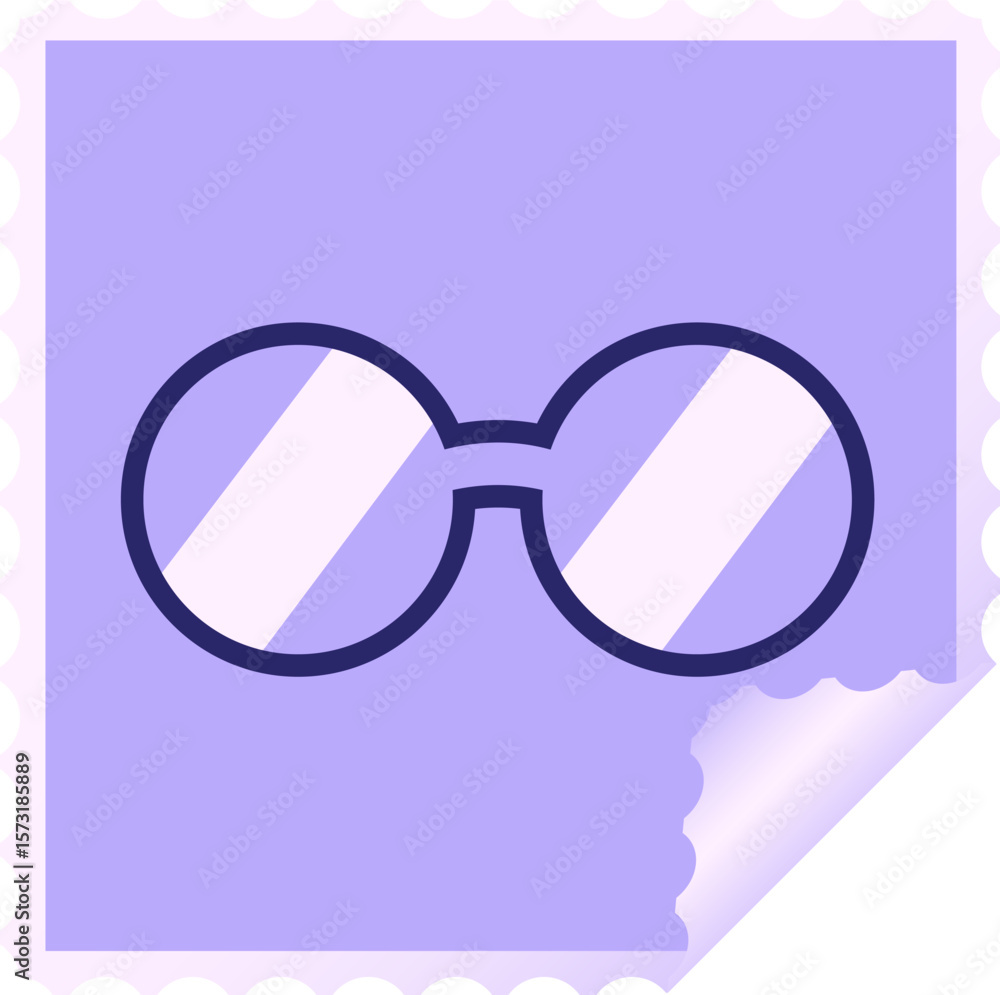 Fototapeta premium spectacles graphic square sticker stamp in bright neon color