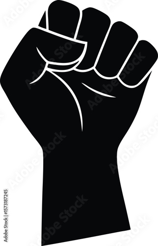 clenched fist silhouette raised in protest vector illustration