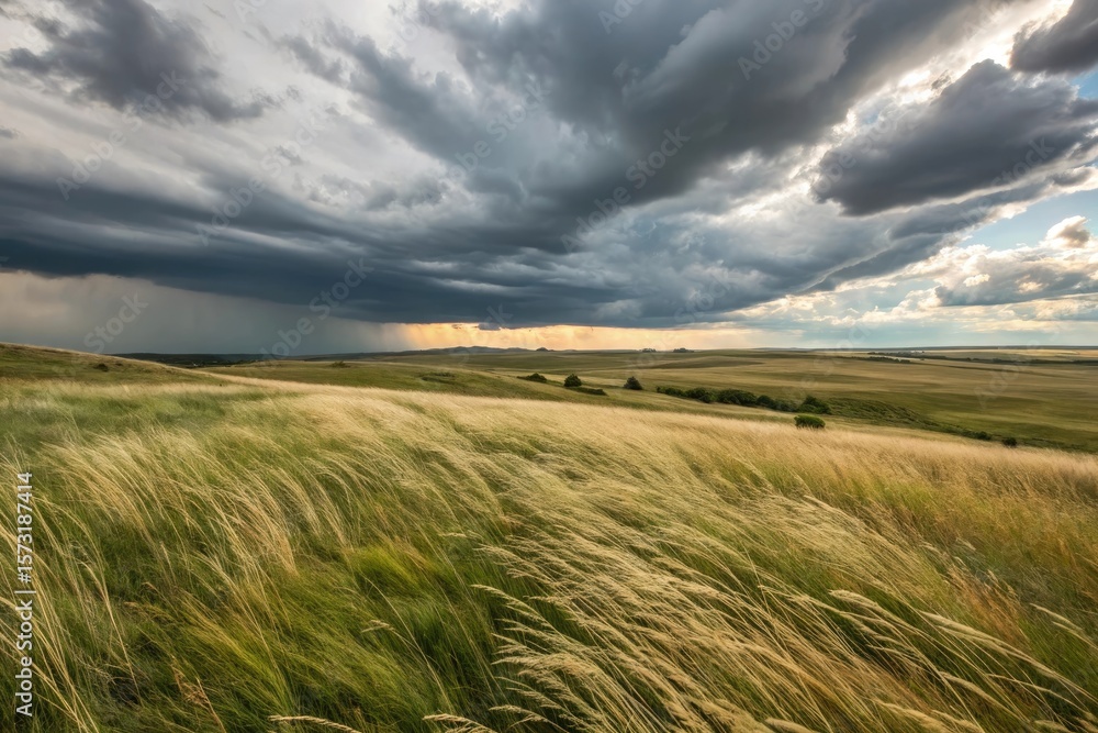 Obraz premium wheat field and cloudy sky