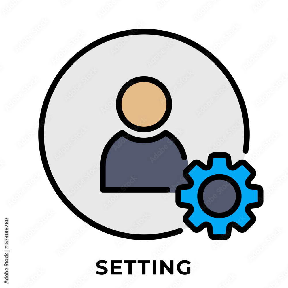 Single Icon User Setting, Avatar Icon, Icon Line Color Single Icon User Setting, Avatar Icon, Icon Line Color