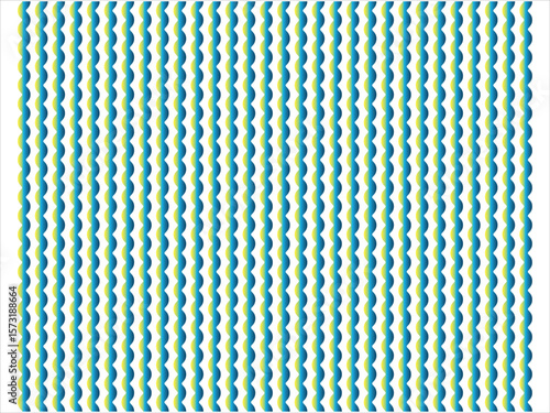Image features a seamless, wavy pattern consisting of vertical zigzag lines in alternating blue, yellow-green, and teal tones. The background is white which enhances the color contrast of the pattern.