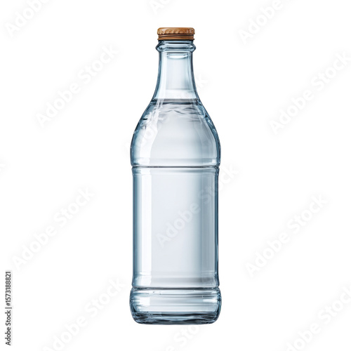 Wallpaper Mural Clear Glass Bottle with Cork Lid for Water or Beverage Storage, Isolated on White Background Transparent background or png Torontodigital.ca