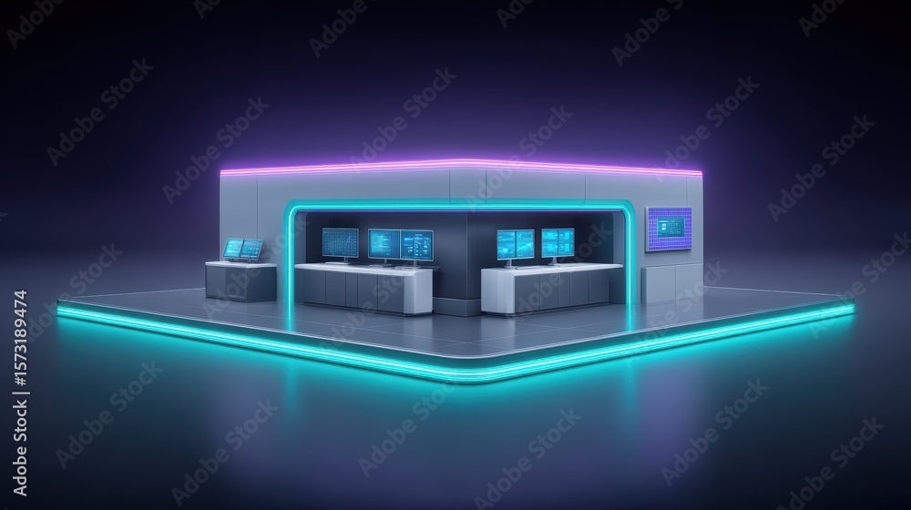 Obraz premium Network Operations Center, Tech, Data, Server Room, Cyber