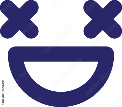 grinning dead face icon in bright neon color