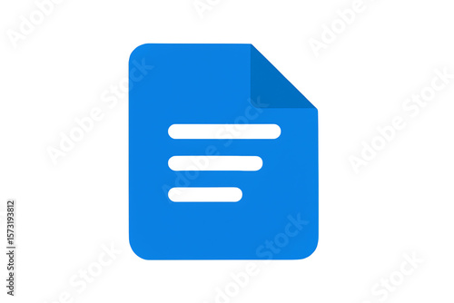 Simple blue document icon with rounded corners and horizontal lines on transparent