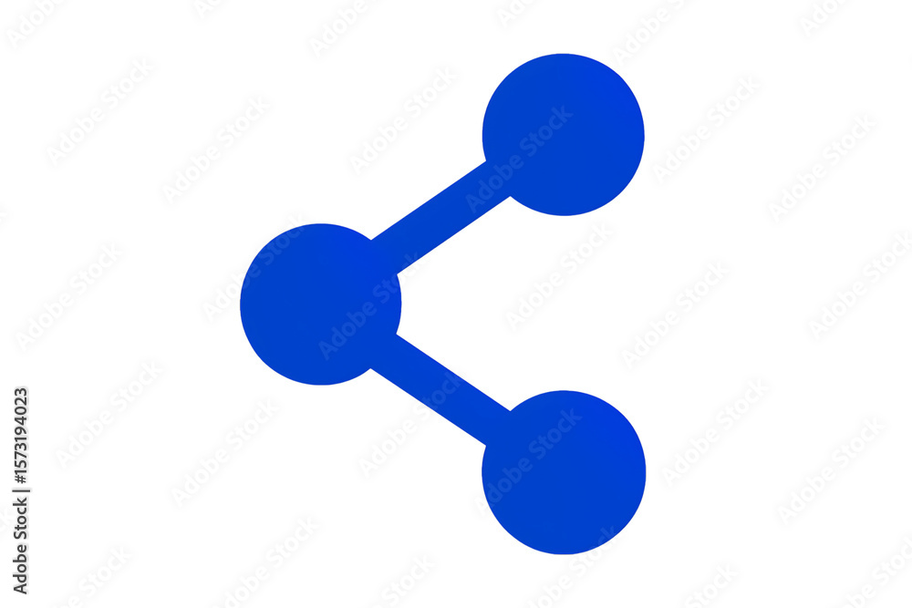 Simple blue share icon with three connected circles on a transparent background Simple blue share icon with three connected circles on a transparent background