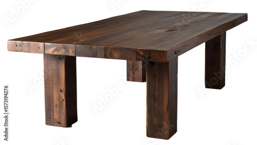A rectangular wooden table. This image is in transparent image png file format. 