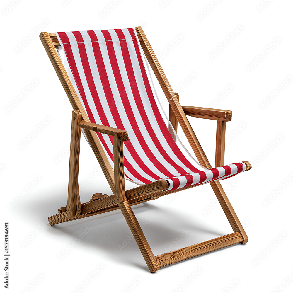 Red and White Striped Canvas Deck Chair Wooden Frame Relaxing Summer Furniture Beach Lounger Reclining Seat Outdoor Patio Red and White Striped Canvas Deck Chair Wooden Frame Relaxing Summer Furniture Beach Lounger Reclining Seat Outdoor Patio
