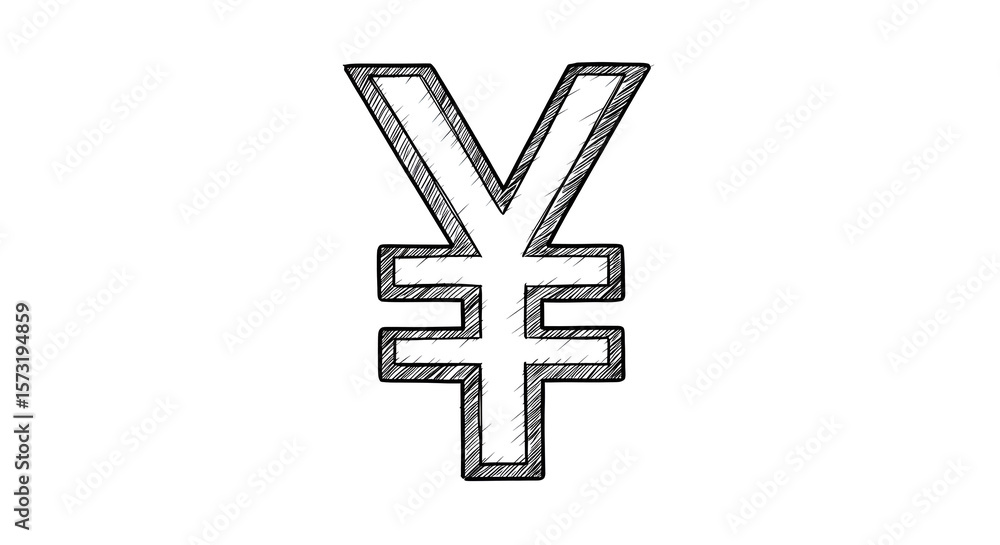 Fototapeta premium Hand-Drawn Yen Currency Symbol