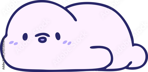 cute cartoon of a little seal in bright neon color