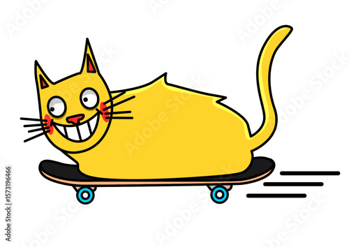 illustration of a skater cat