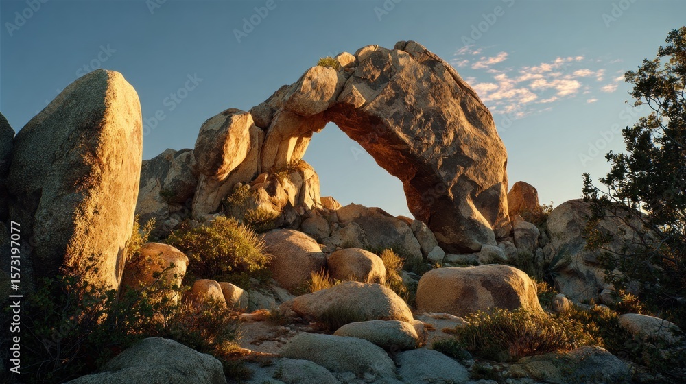 Fototapeta premium Rocky archway landscape at sunrise