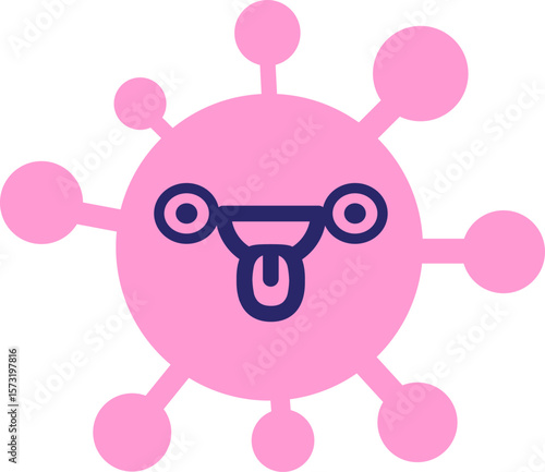 staring face sticking out tongue icon in bright neon color