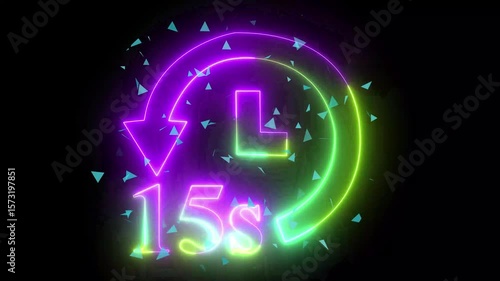 Wallpaper Mural 15 Seconds countdown Timer with neon line refreshing arrow , Countdown from 15 seconds to 0 second. 15 minutes stopwatch icon. Stopwatch icon in flat style. Motion graphics. Torontodigital.ca