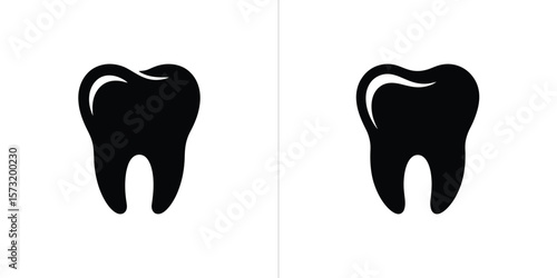 Black Human Tooth Silhouette Icons Isolated on White Backgrounds Minimal Design