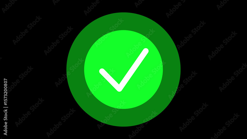 Green checkmark icon within circles on a black background confirmation symbol Green checkmark icon within circles on a black background confirmation symbol